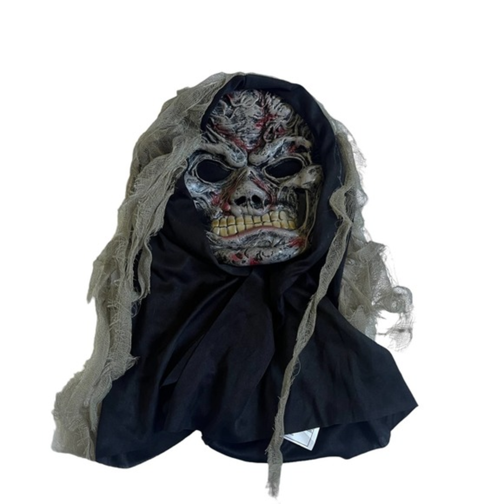 Halloween Rubber Hooded Mask. Skeleton‎ Bloody Teeth. Halloween Costume